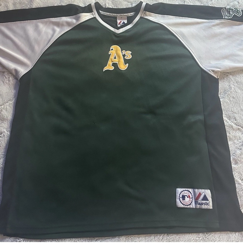 Oakland Athletics MLB Majestic Green Team Logo 2XL Batting Practice Jersey